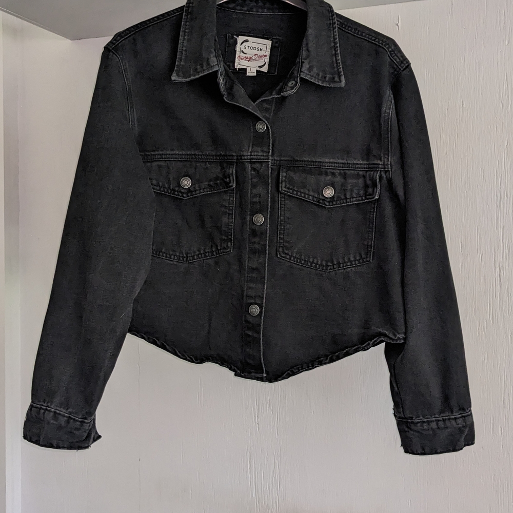 Stoosh Black Cropped Jean Jacket Classic Quiet Luxury